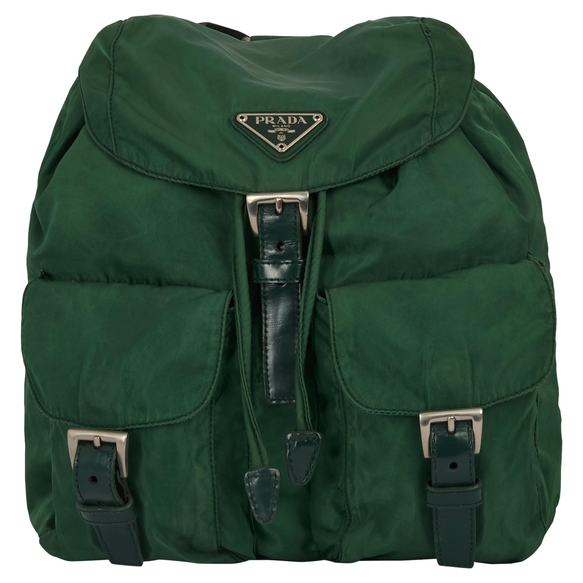 Vintage 2000
s Prada Green Nylon Backpack