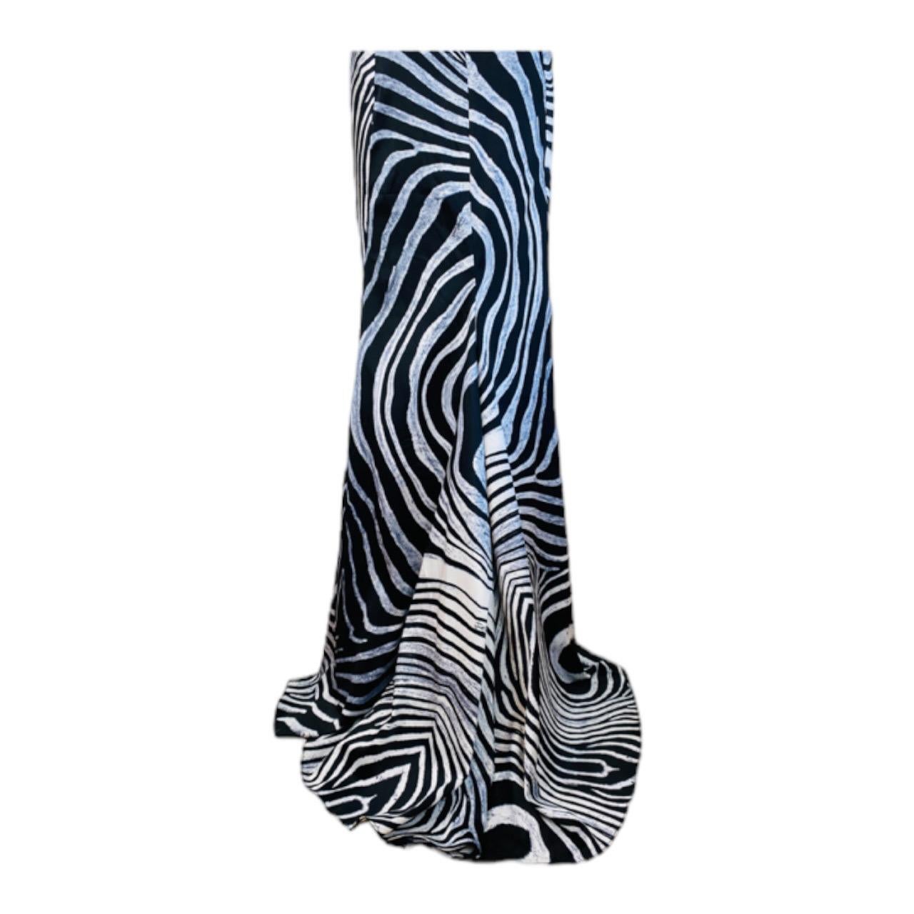 Vintage 2000s Roberto Cavalli Just Cavalli Bustier Zebra Animal Print Dress Gown For Sale 4