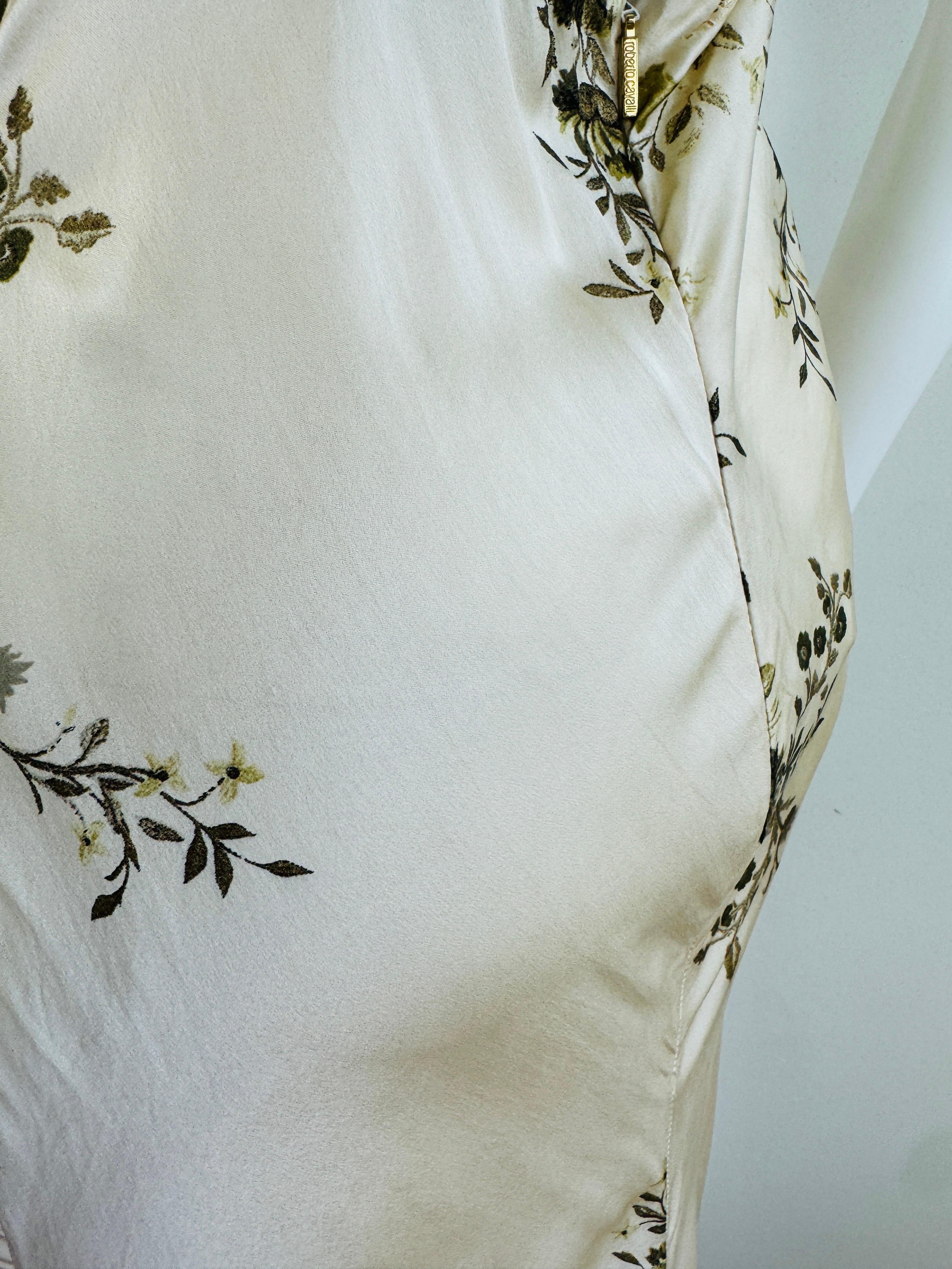 Vintage 2000s Roberto Cavalli Maxi Floral Bias Silk Slip Dress Mermaid Wedding 12