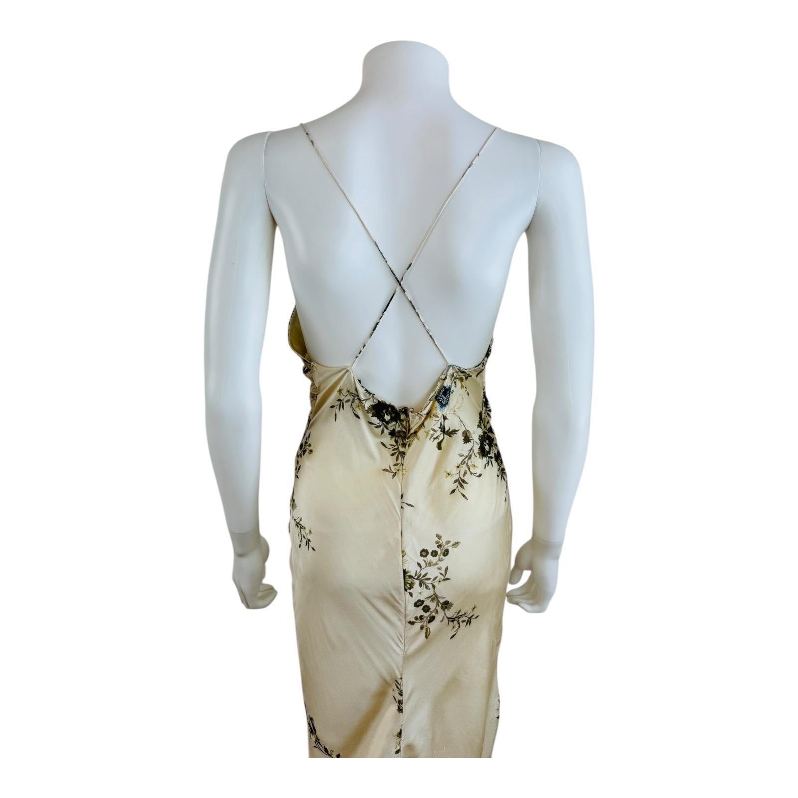 Vintage 2000s Roberto Cavalli Maxi Floral Bias Silk Slip Dress Mermaid Wedding 4