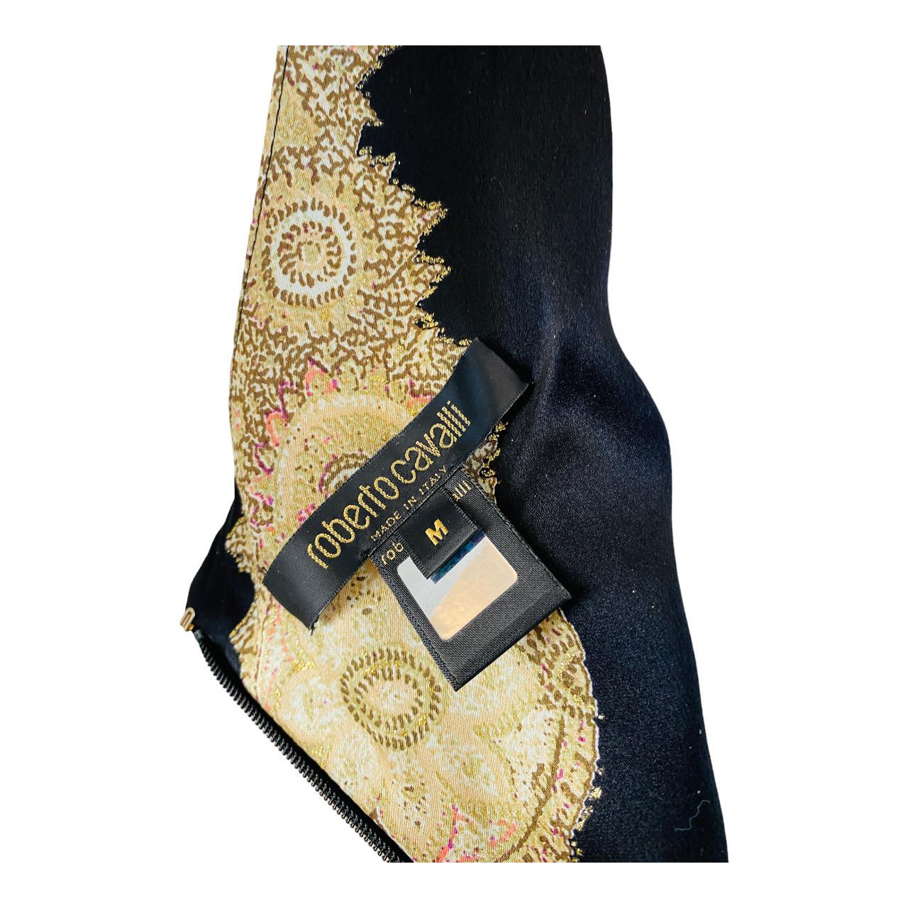 Vintage 2000er Roberto Cavalli Seide Schwarz Koralle Gold Neckholder-Kleid Meerjungfrau im Angebot 7