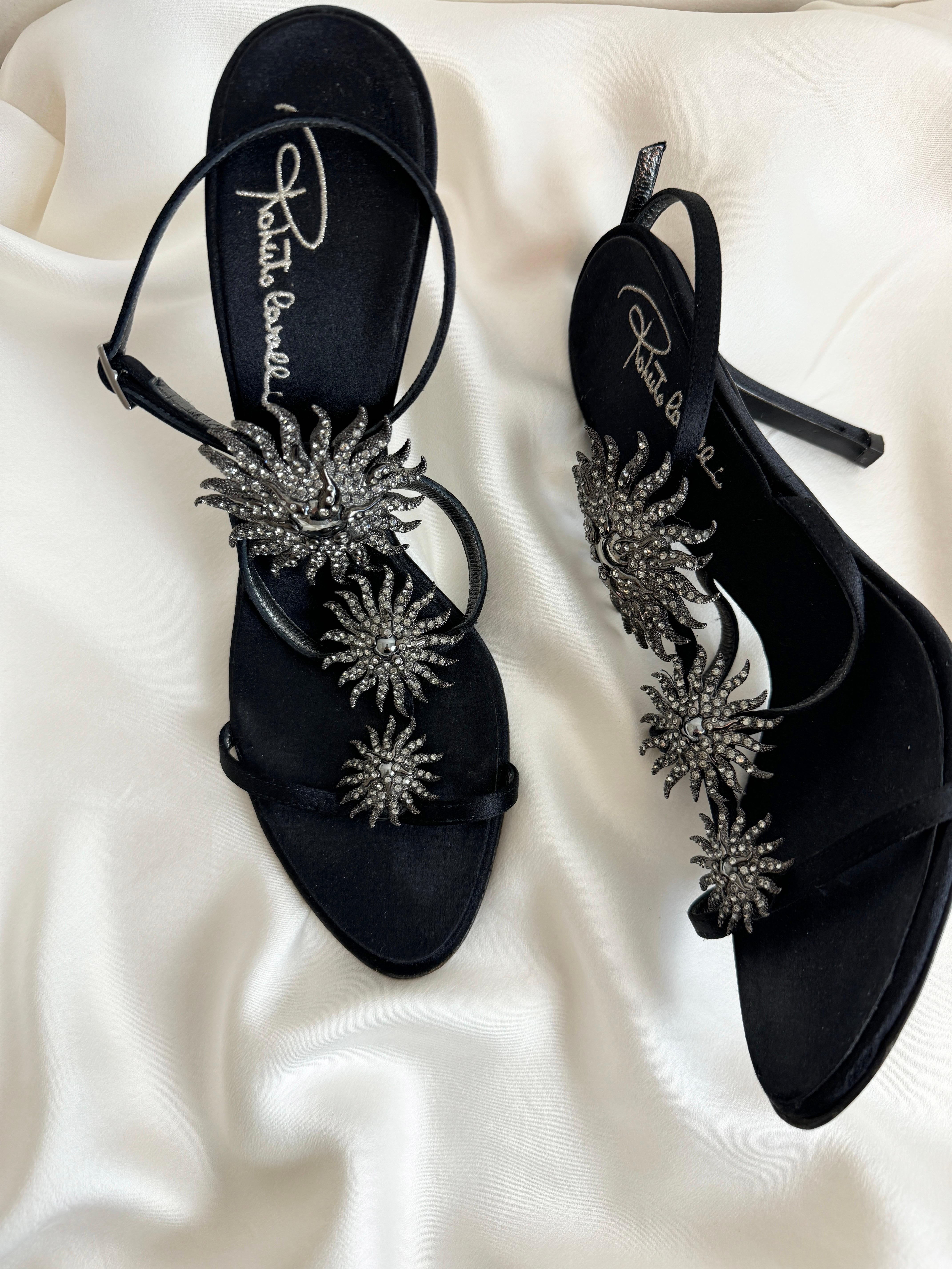 Vintage 2000er Roberto Cavalli Starburst Emaille Strass Heels Schuhe mit Absatz, Vintage im Zustand „Gut“ in Denver, CO