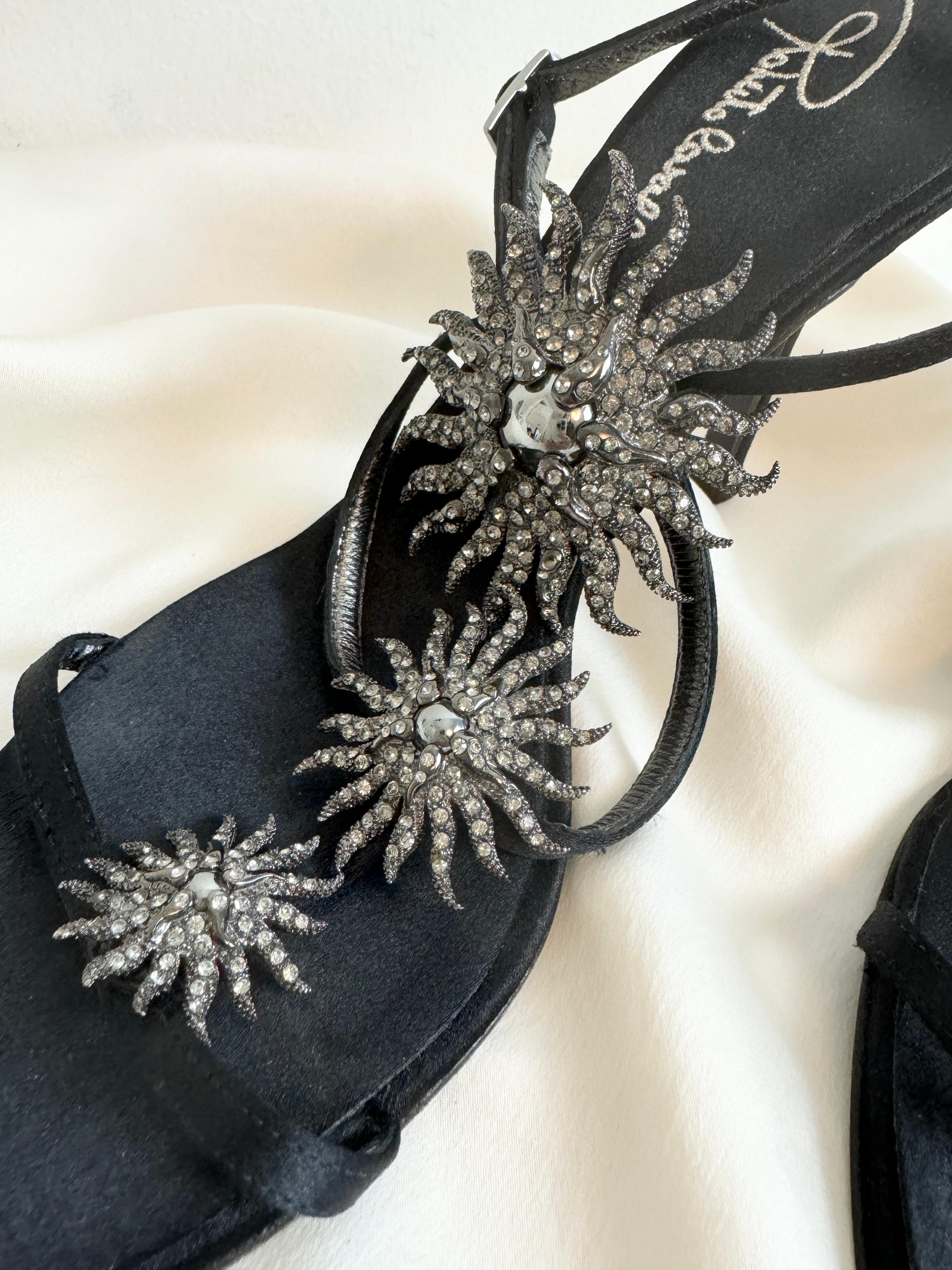 Vintage 2000er Roberto Cavalli Starburst Emaille Strass Heels Schuhe mit Absatz, Vintage 1