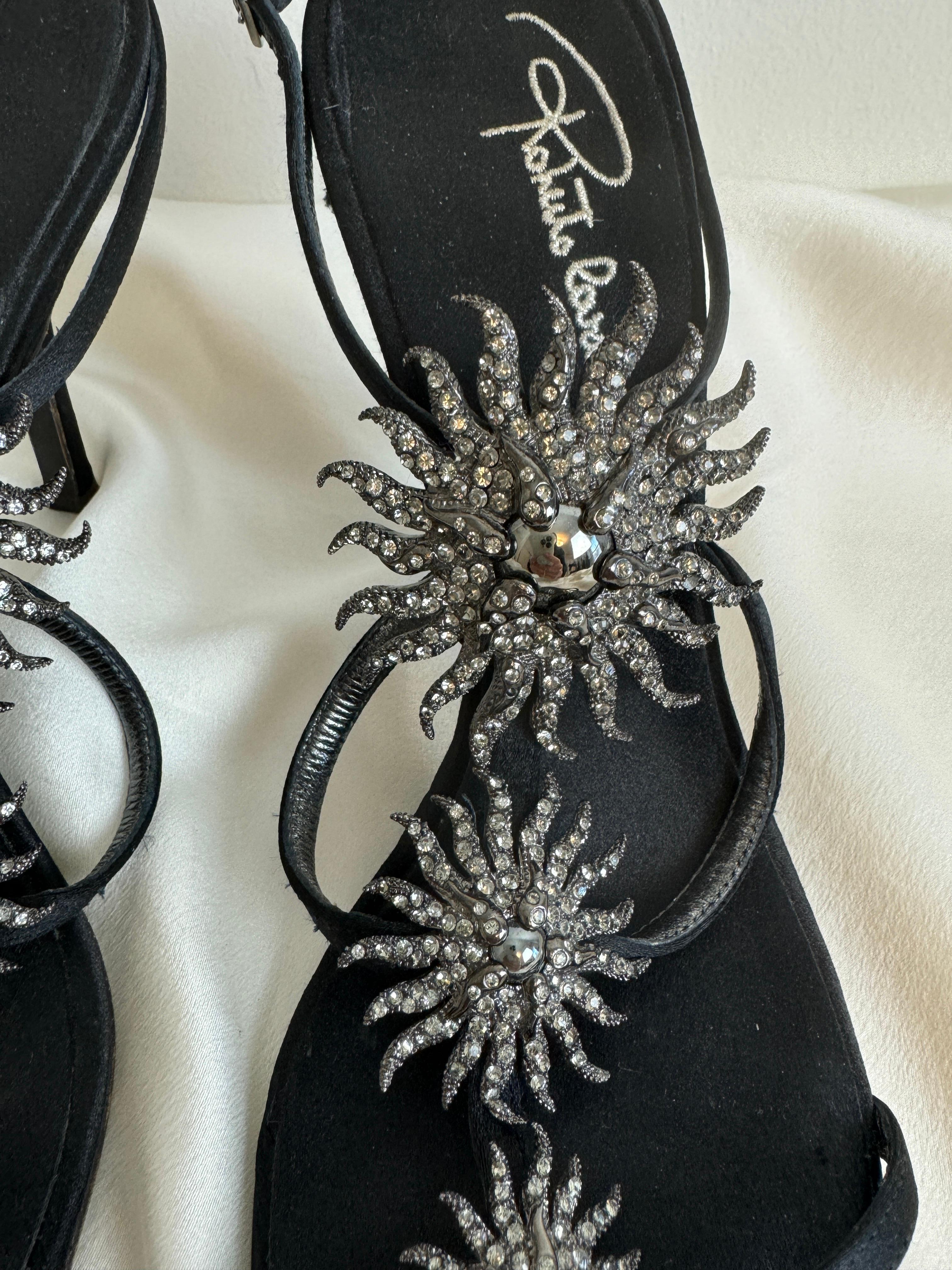 Vintage 2000er Roberto Cavalli Starburst Emaille Strass Heels Schuhe mit Absatz, Vintage 3