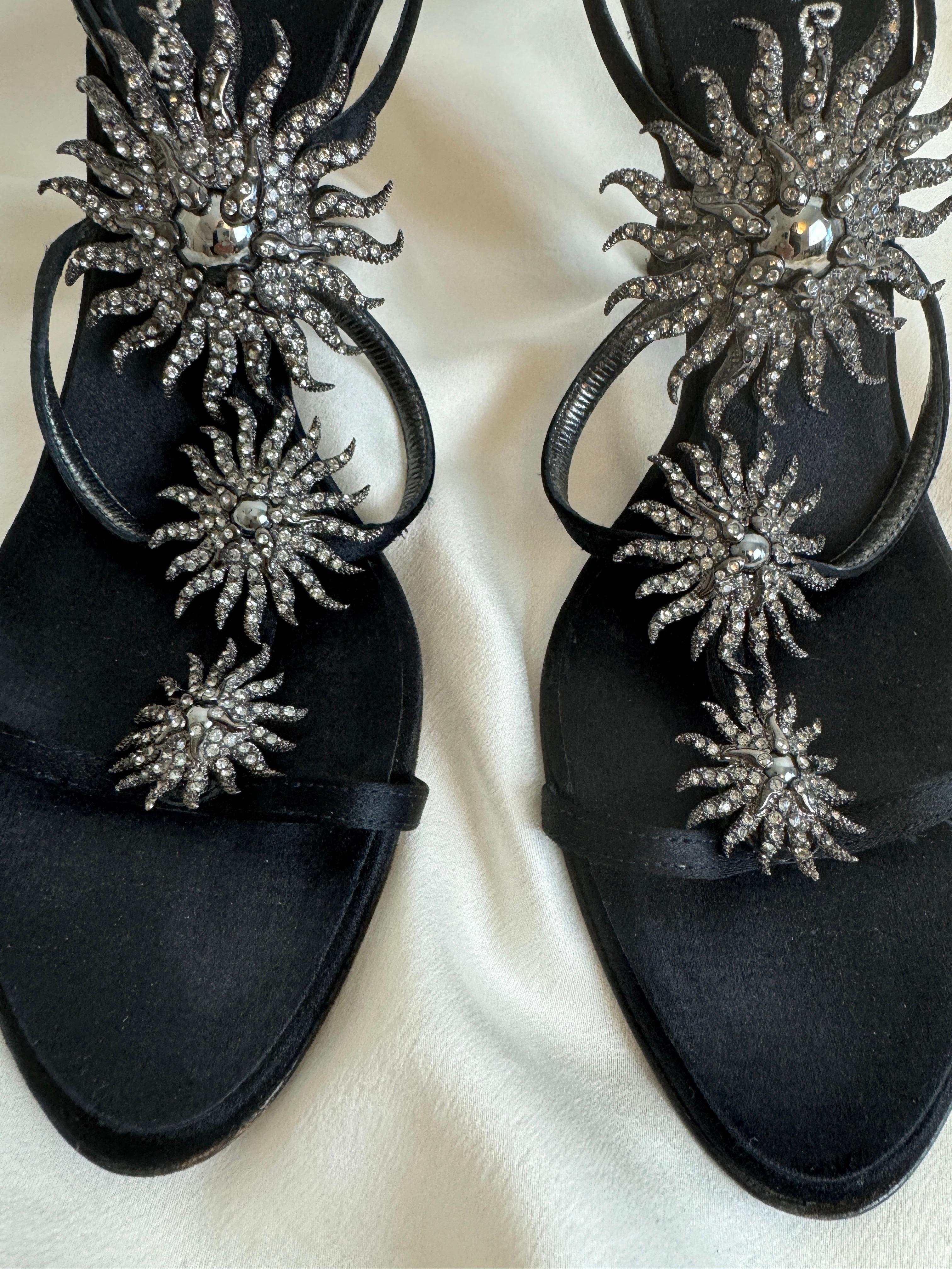 Vintage 2000er Roberto Cavalli Starburst Emaille Strass Heels Schuhe mit Absatz, Vintage 4