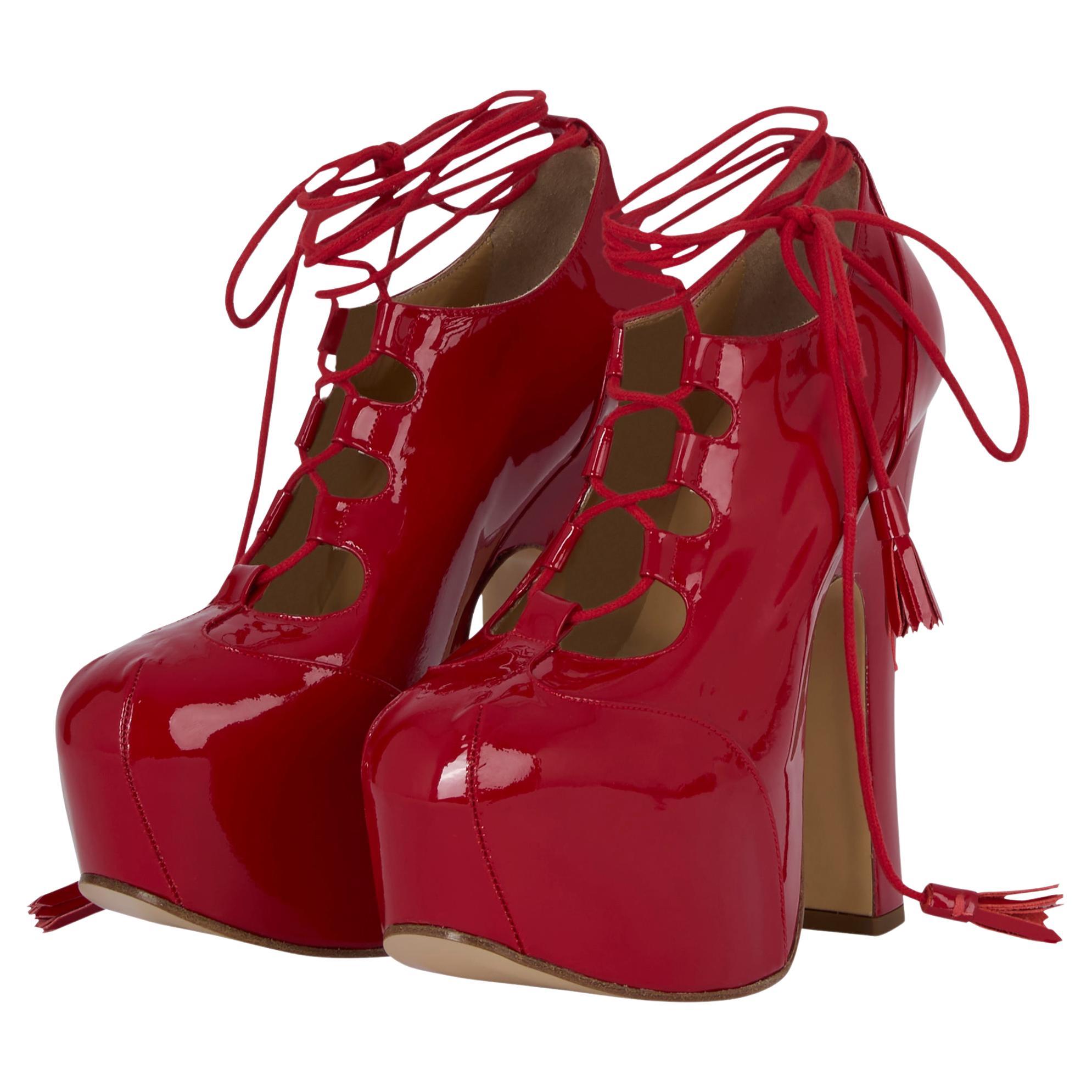 Vintage 2000
s Vivienne Westwood Red Patent Leather Ghillie Heels