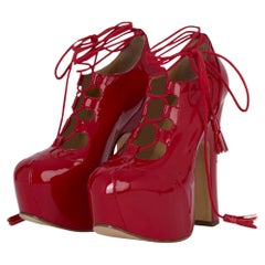 Vintage 2000's Vivienne Westwood Red Patent Leather Ghillie Heels Vintage 2000's Vivienne Westwood Red Patent Leather Ghillie Heels