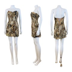 Vintage 2000s Y2K Ema Savahl Animal Leopard Print Lace Up Mini Dress Flowers