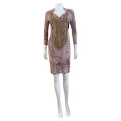 Vintage 2000s Y2K Roberto Cavalli Reptile Snake Leather Suede Fringe Dress