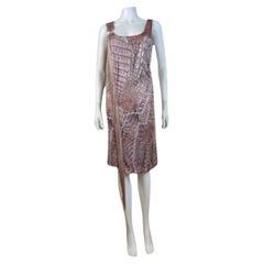 Vintage 2000s Y2K Roberto Cavalli Reptile Snake Print Ombre Fringe Dress