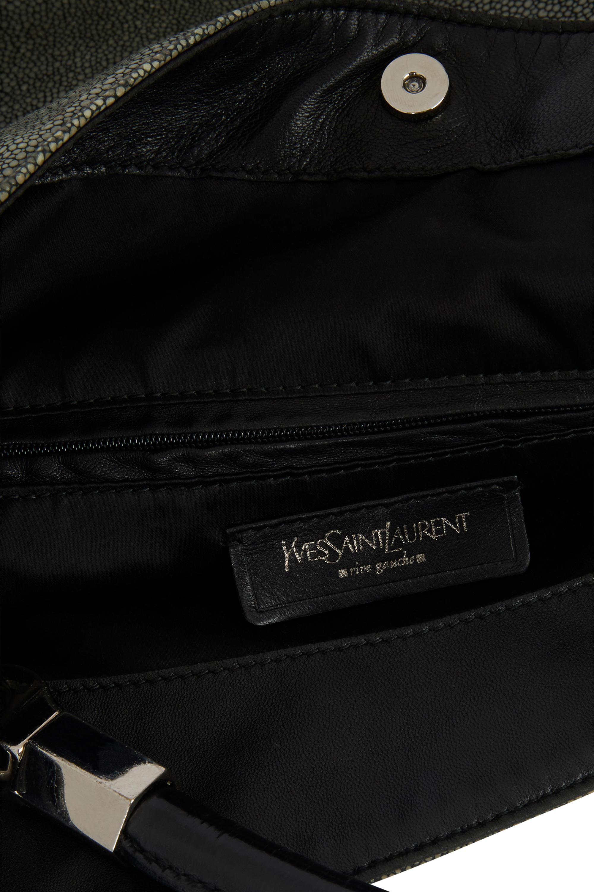 Vintage 2000's Yves Saint Laurent Grau Leder Hobo Tasche (Schwarz) im Angebot