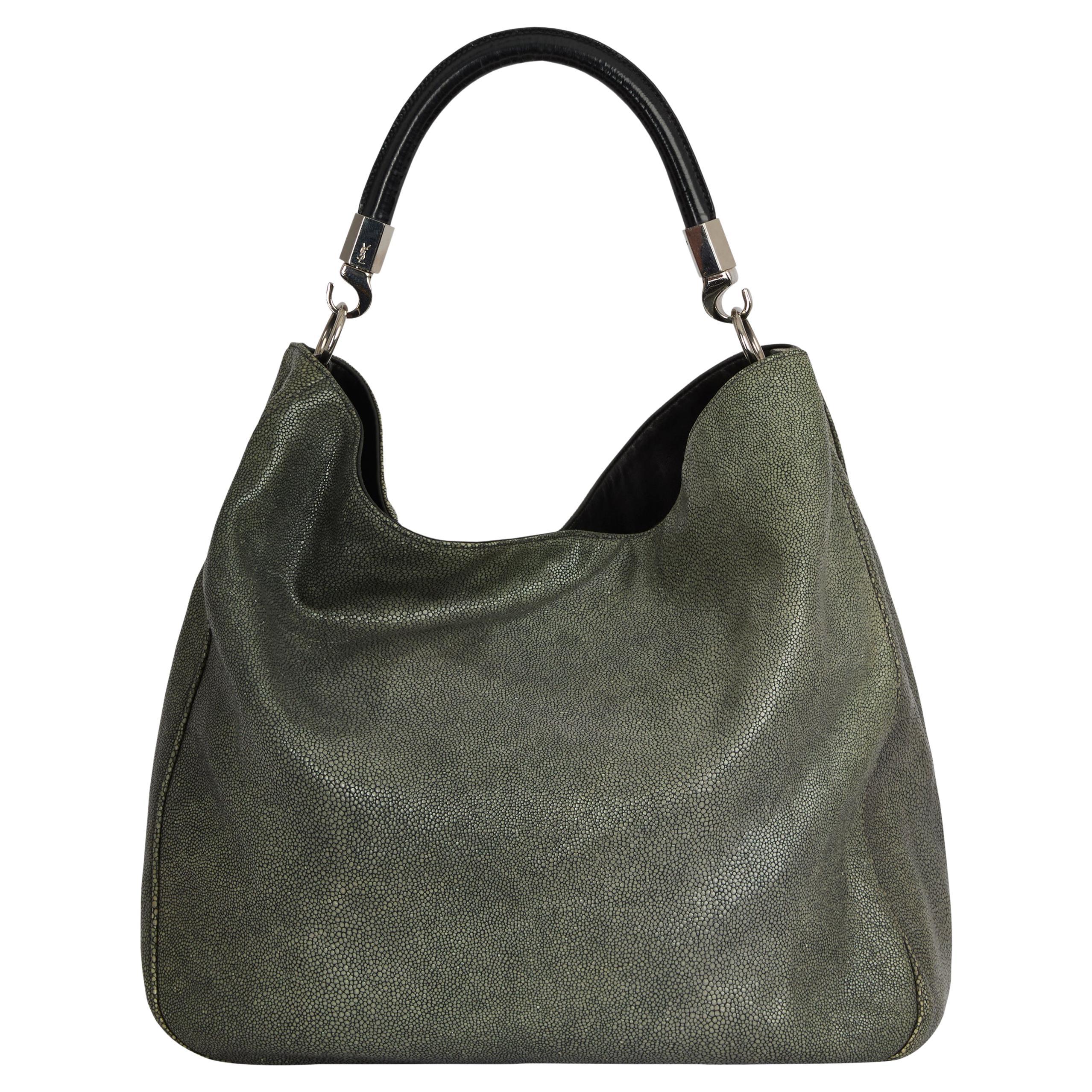 Vintage 2000
s Yves Saint Laurent Grey Leather Hobo Bag