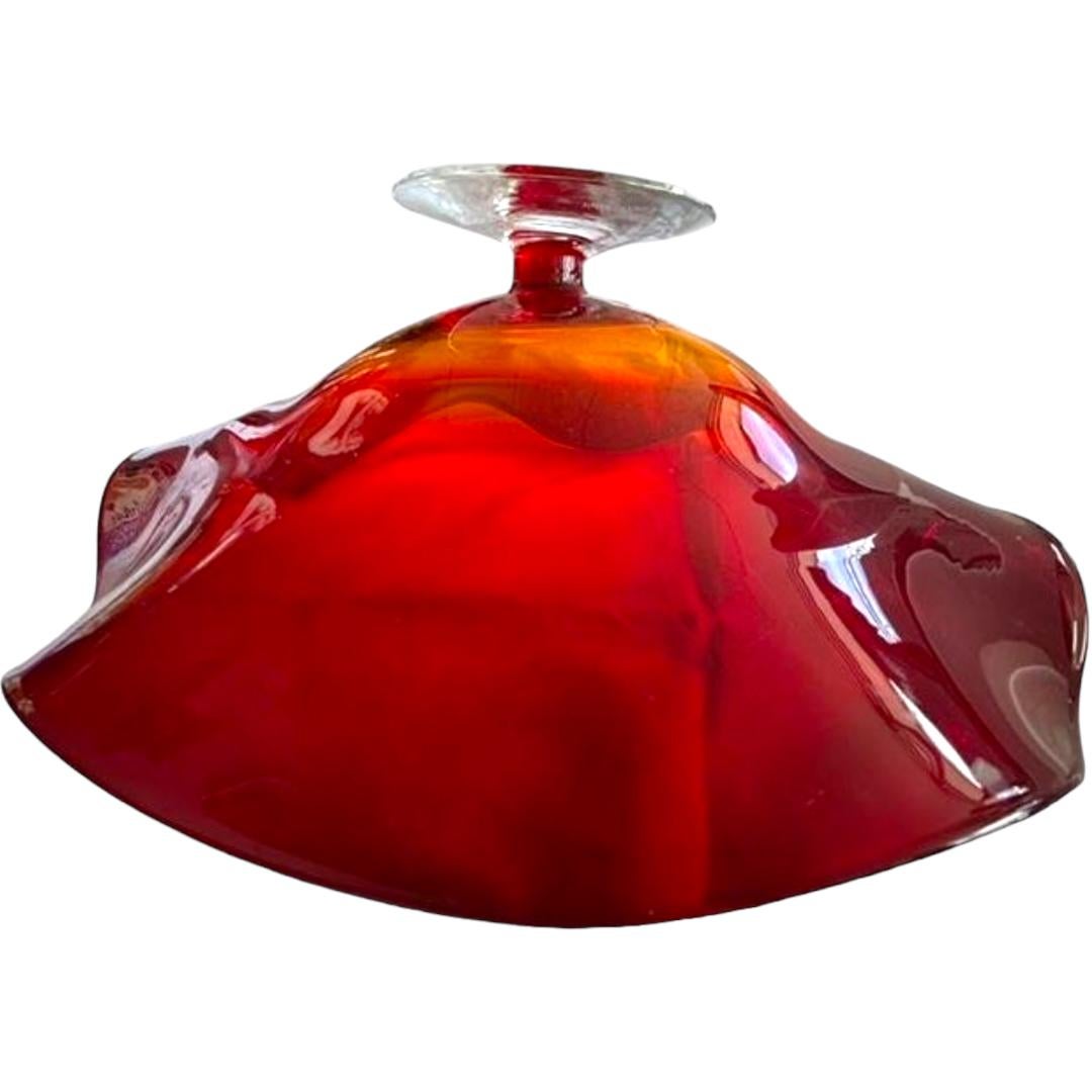 Contemporary Vintage 2001 Blenko Hand Blown Art Glass Bowl For Sale