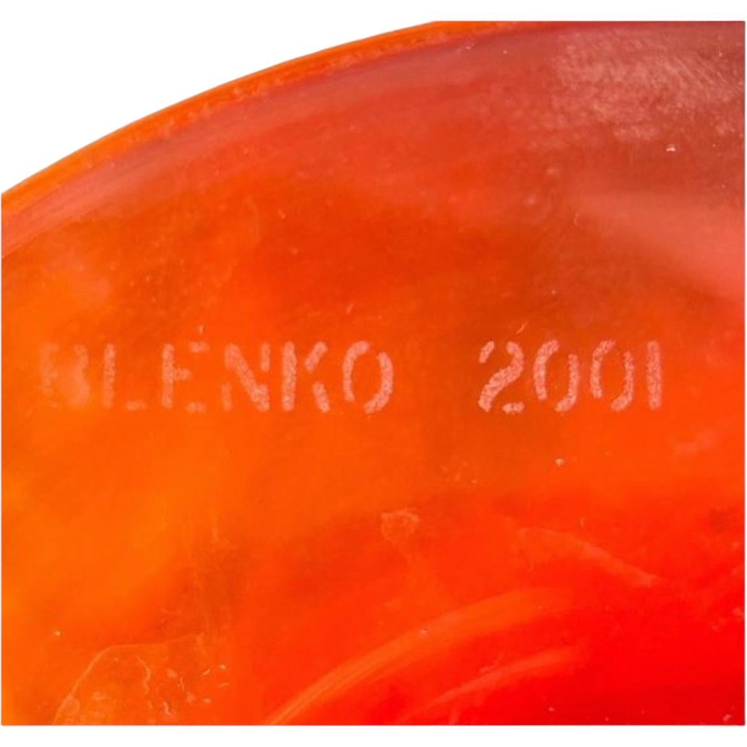 Vintage 2001 Blenko Hand Blown Art Glass Bowl For Sale 1