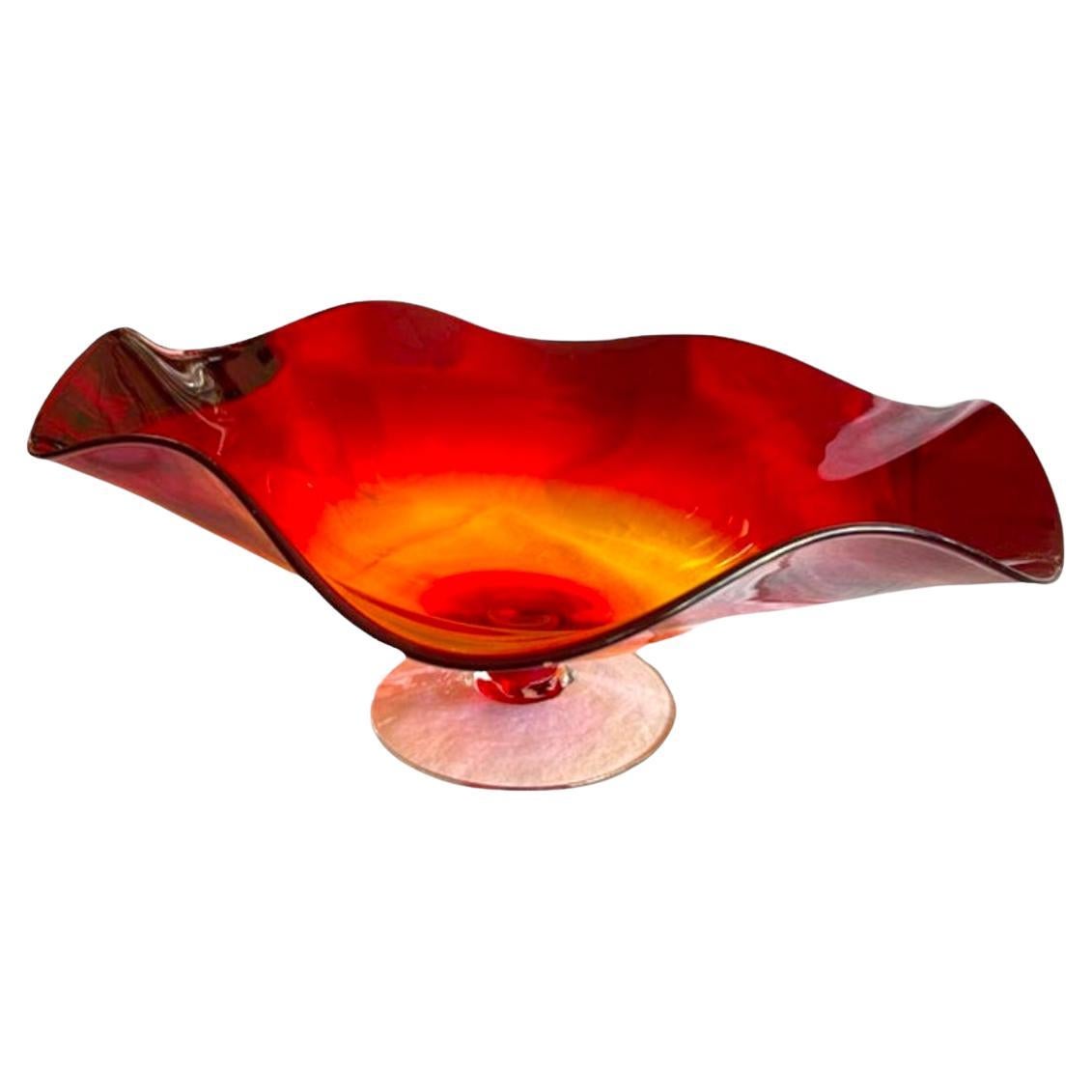 Vintage 2001 Blenko Hand Blown Art Glass Bowl