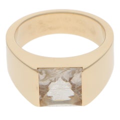 Vintage 2001 Cartier Tank Rutilated Quartz Ring in Yellow Gold