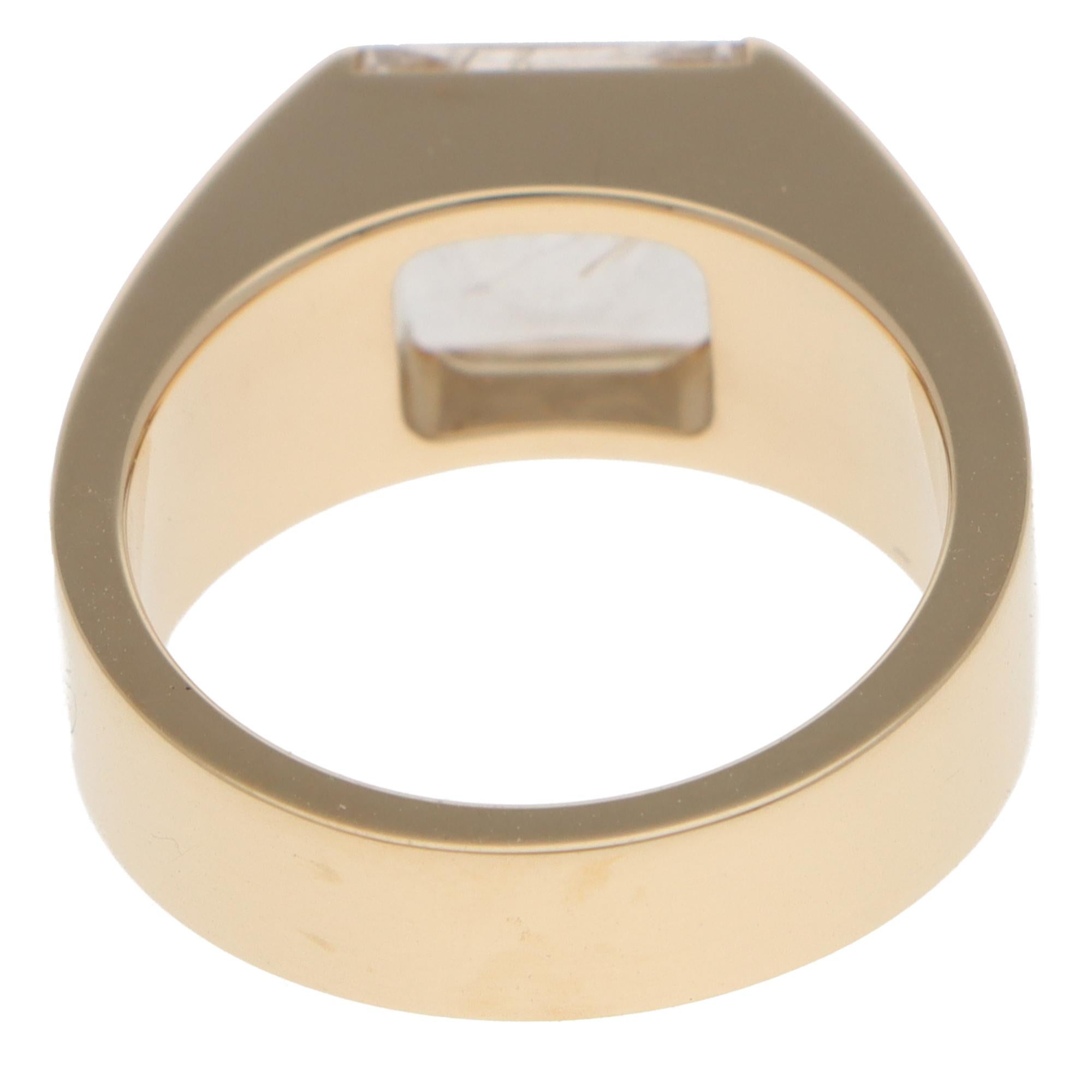 Quadrato Anello Cartier Tank Rutilated Quartz d'epoca del 2001 in oro giallo in vendita