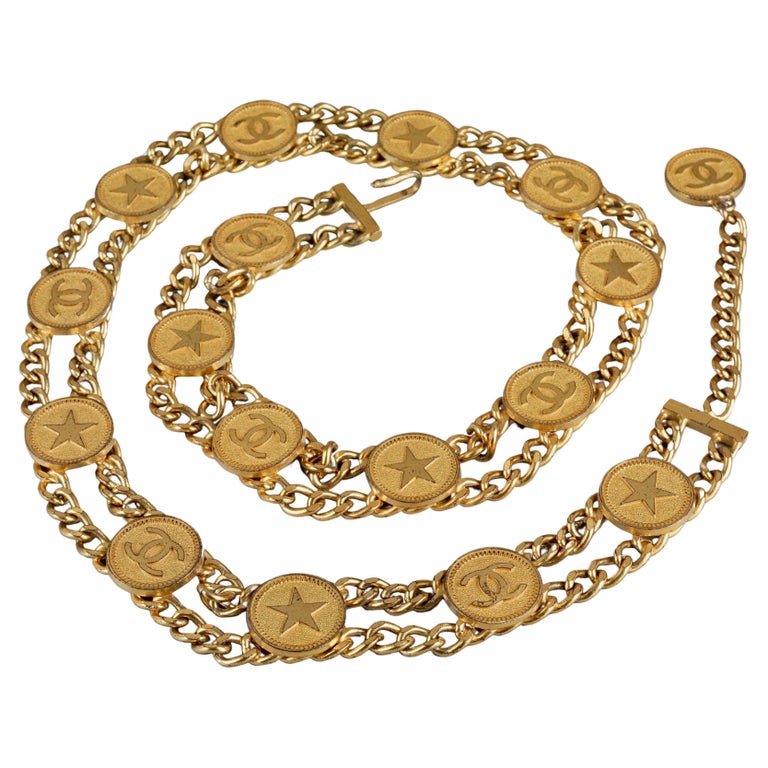 Authentic CHANEL vintage beige leather chain medallion belt 75cm CHANEL Size S Belts for Women for sale - eBay main image 3