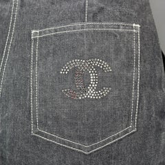 Vintage 2001 CHANEL Crystal CC Logo Flared Cargo Denim Pants
