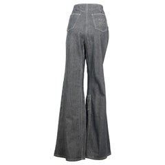 Vintage 2001 CHANEL Crystal CC Logo Flared Cargo Denim Pants