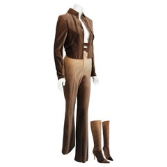 Vintage 2001 Chloe by Stella McCartney Ombré Velvet Cropped Jacket Pantaloni e Stivali