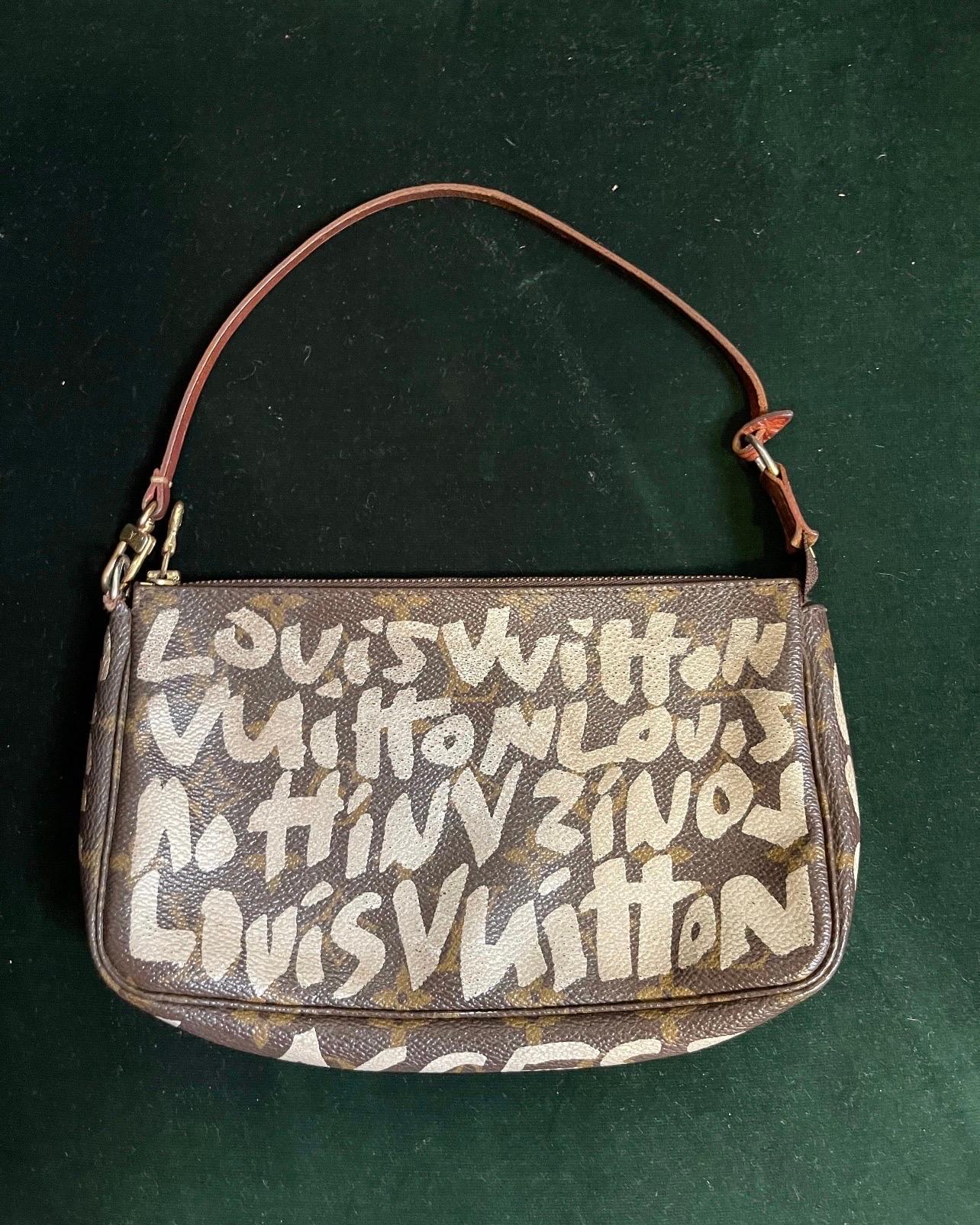 Pochette Vintage 2001 Louis Vuitton x Stephen Sprouse Monograma Graffiti Marrón
