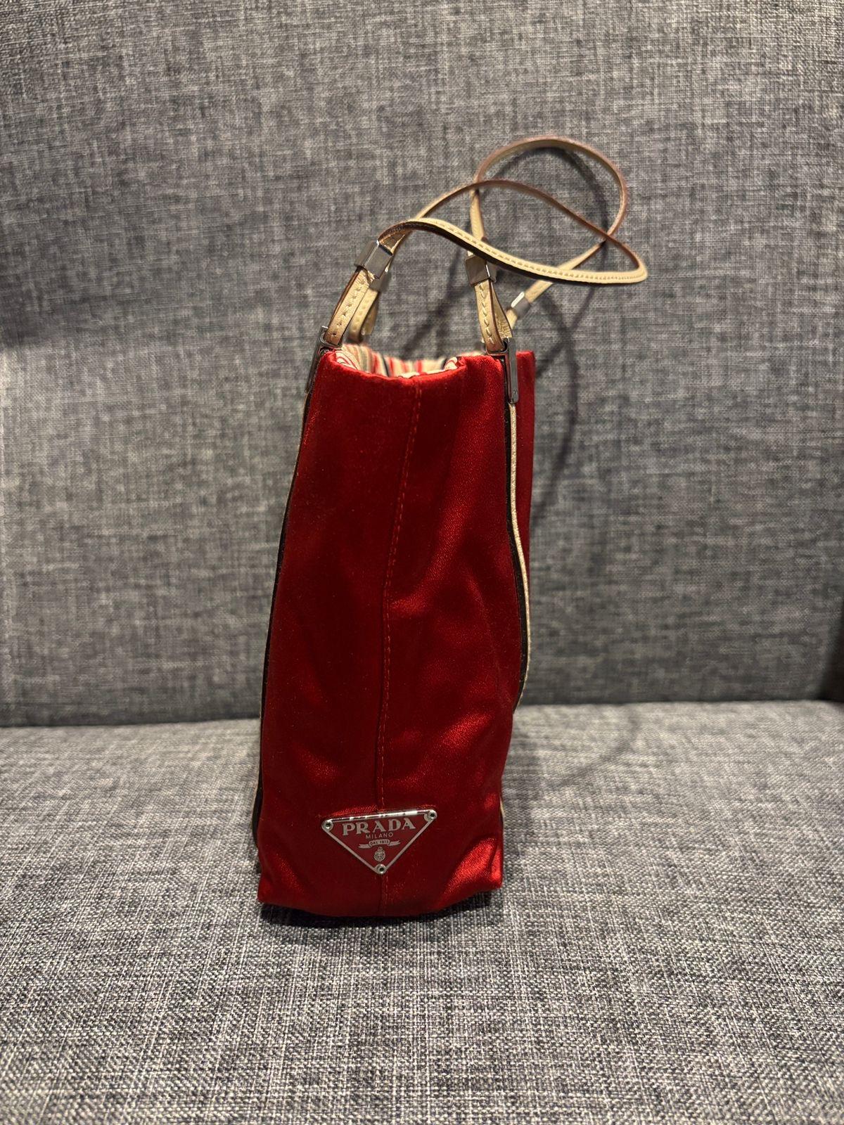 Vintage 2001 Prada Red Satin Mini Bag For Sale 1