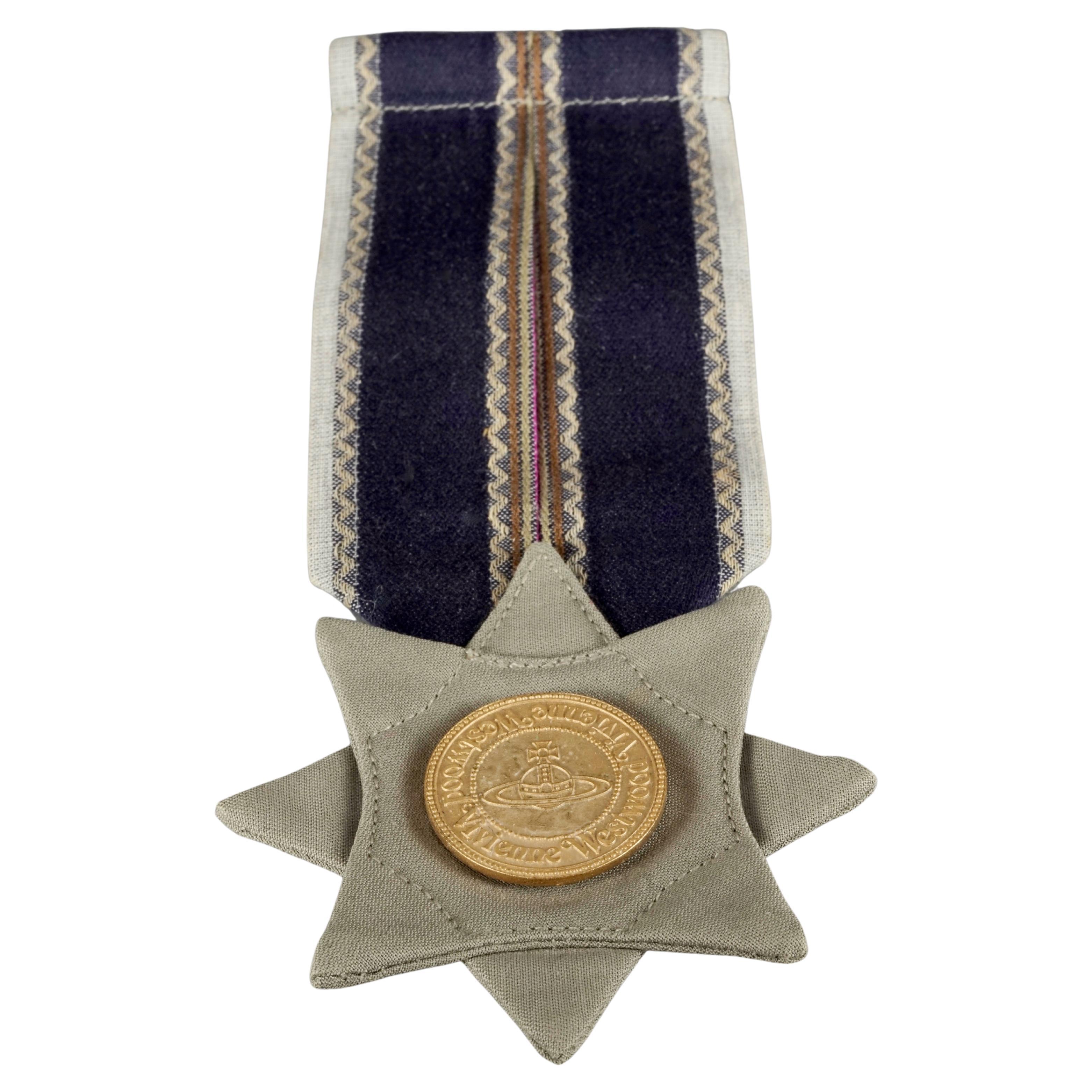 Vintage 2001 VIVIENNE WESTWOOD Logo Medal Ribbon Badge Brooch For Sale