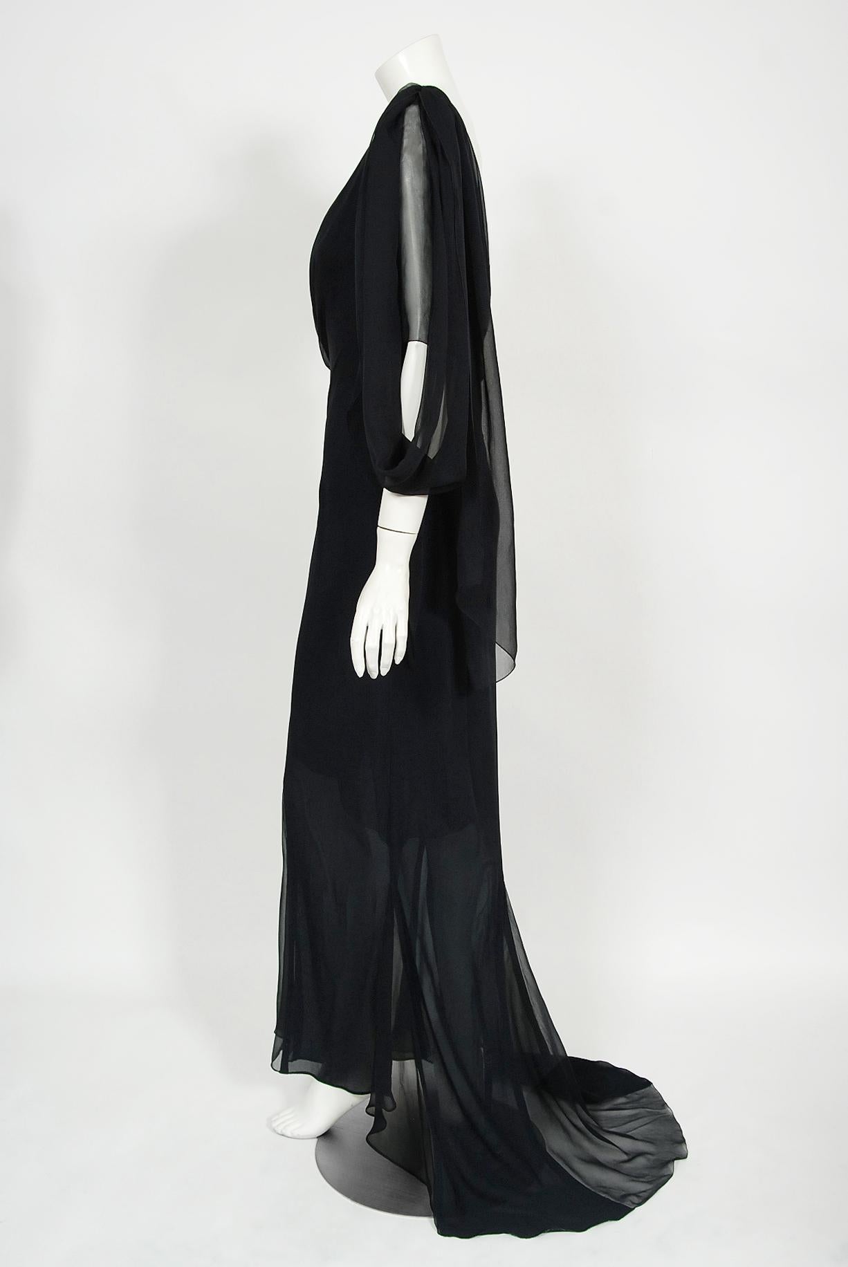 Vintage 2002 Chanel Cruise Collection Midnight Blue Silk Bias-Cut Draped Gown 3