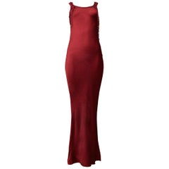Vintage 2002 John Galliano for Christian Dior Burgundy Satin Slip Dress