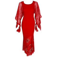Vintage John Galliano 63 For Sale On 1stdibs Beautiful red tulle gown with red velvet leaves. vintage john galliano 63 for sale on