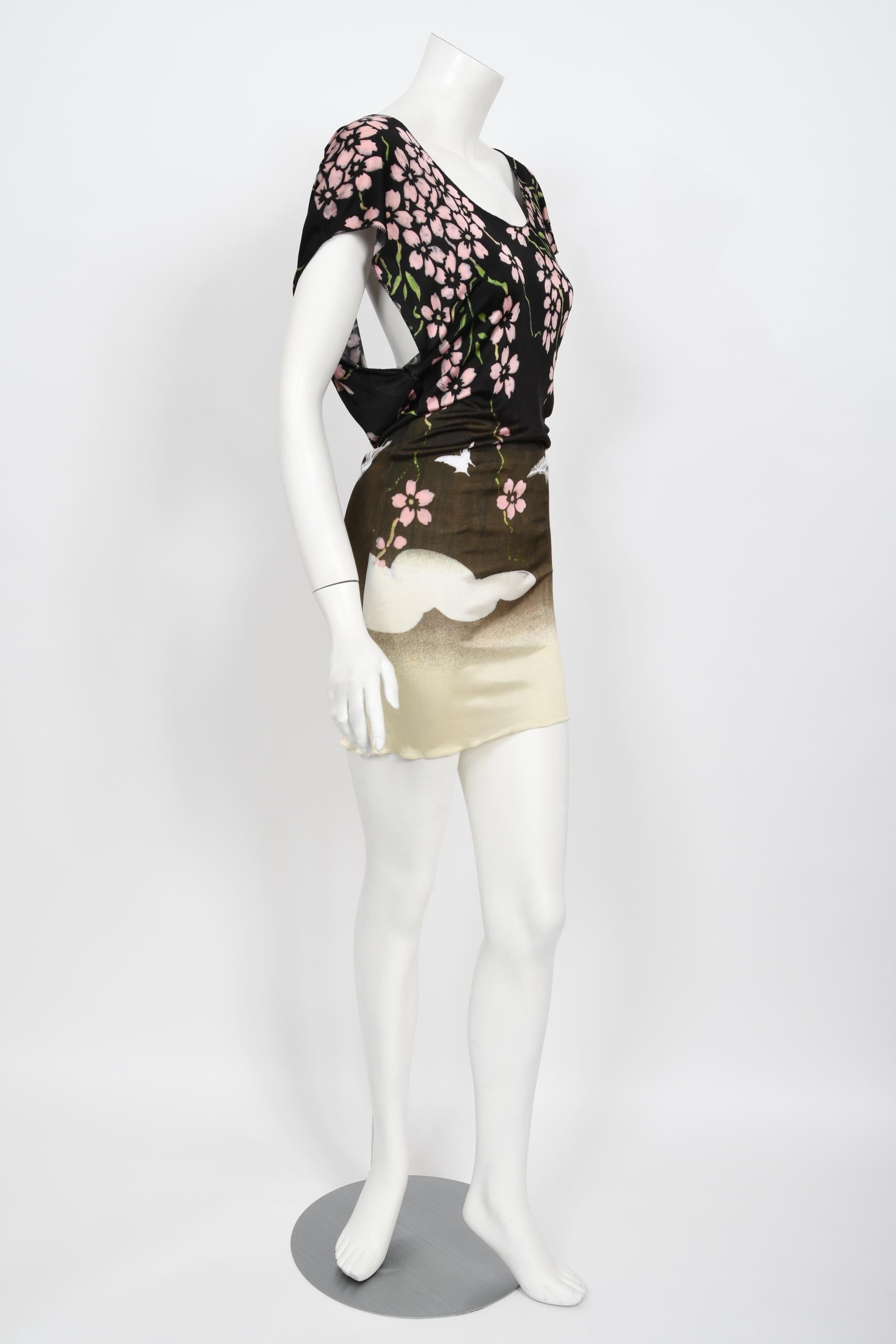 Vintage 2003 Gucci by Tom Ford Runway Cherry Blossom Stretch Silk Mini Dress 7