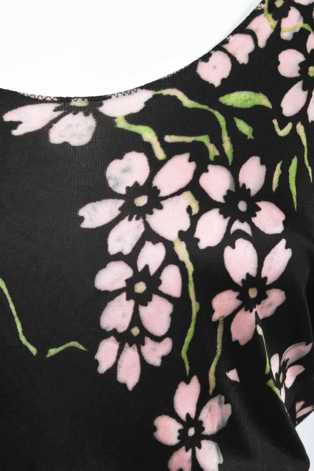 Vintage 2003 Gucci by Tom Ford Runway Cherry Blossom Stretch Silk Mini Dress 6