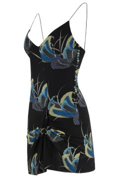 Vintage 2003 John Galliano Floral Tie Up Mini Dress
