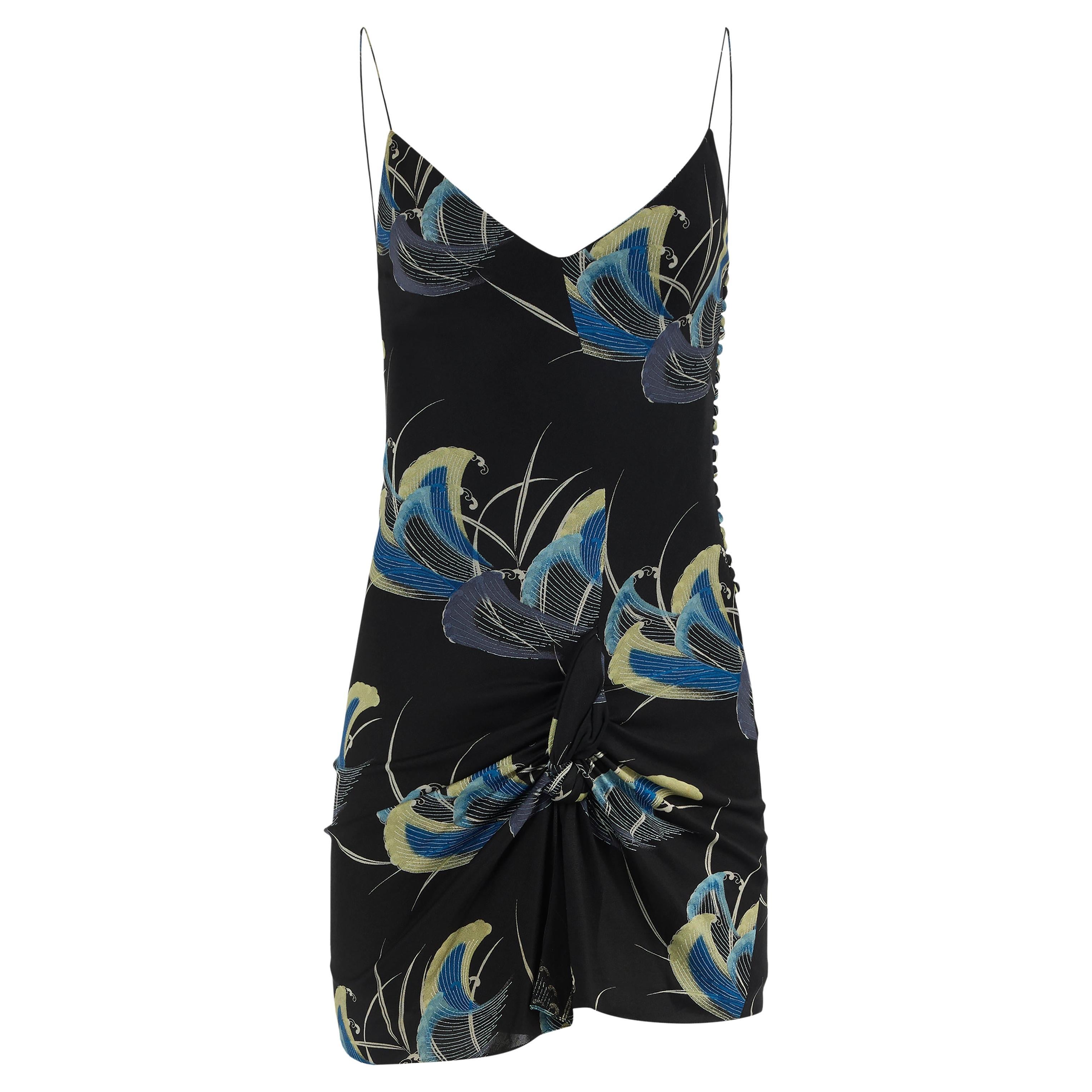 Vintage 2003 John Galliano Floral Tie Up Mini Dress