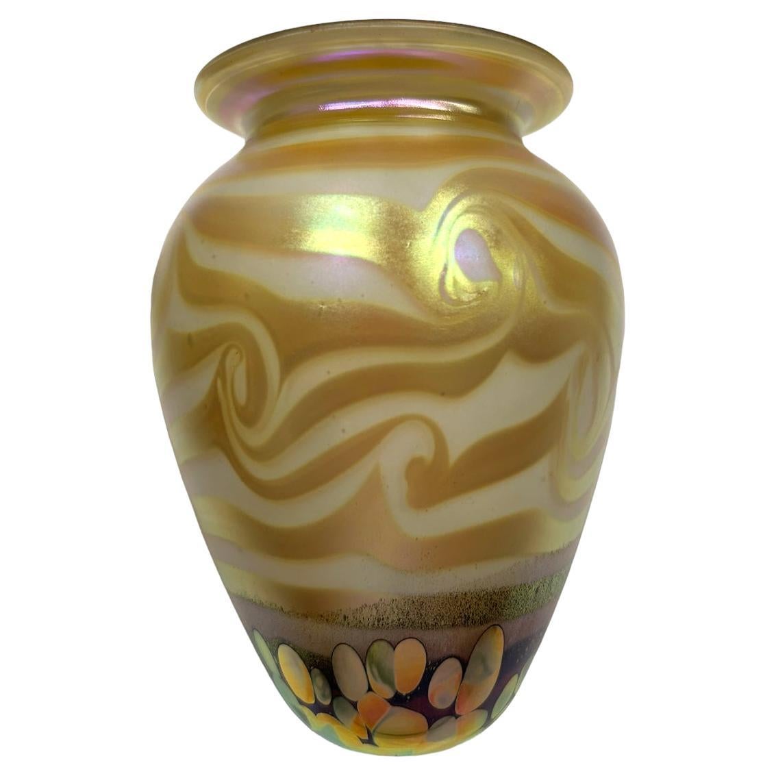 Vintage 2003 Robert Eickholt Iridescent Decorative Vase For Sale