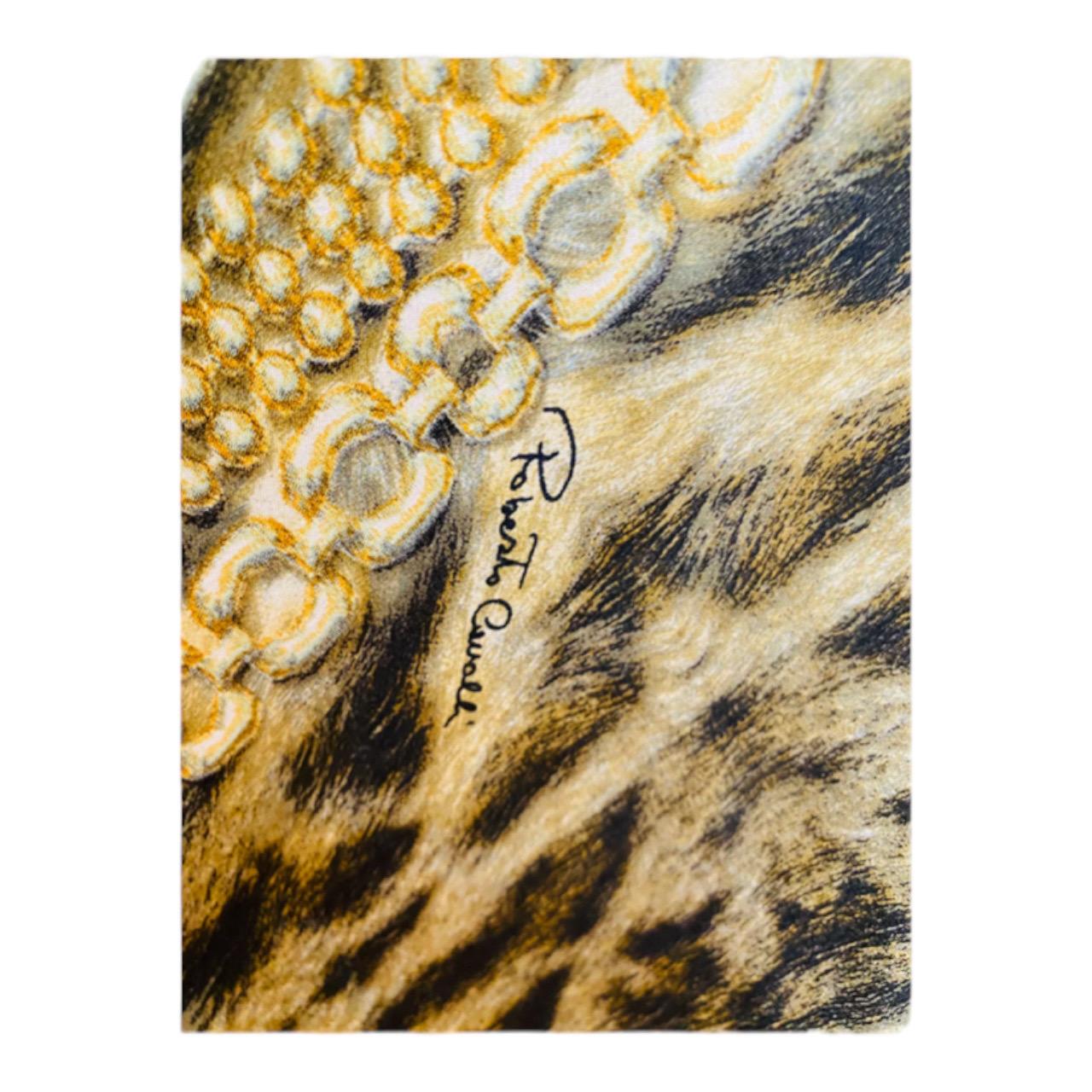 Vintage 2003 Roberto Cavalli Leopard Print + Gold Chains Silk Maxi Dress Gown en vente 4