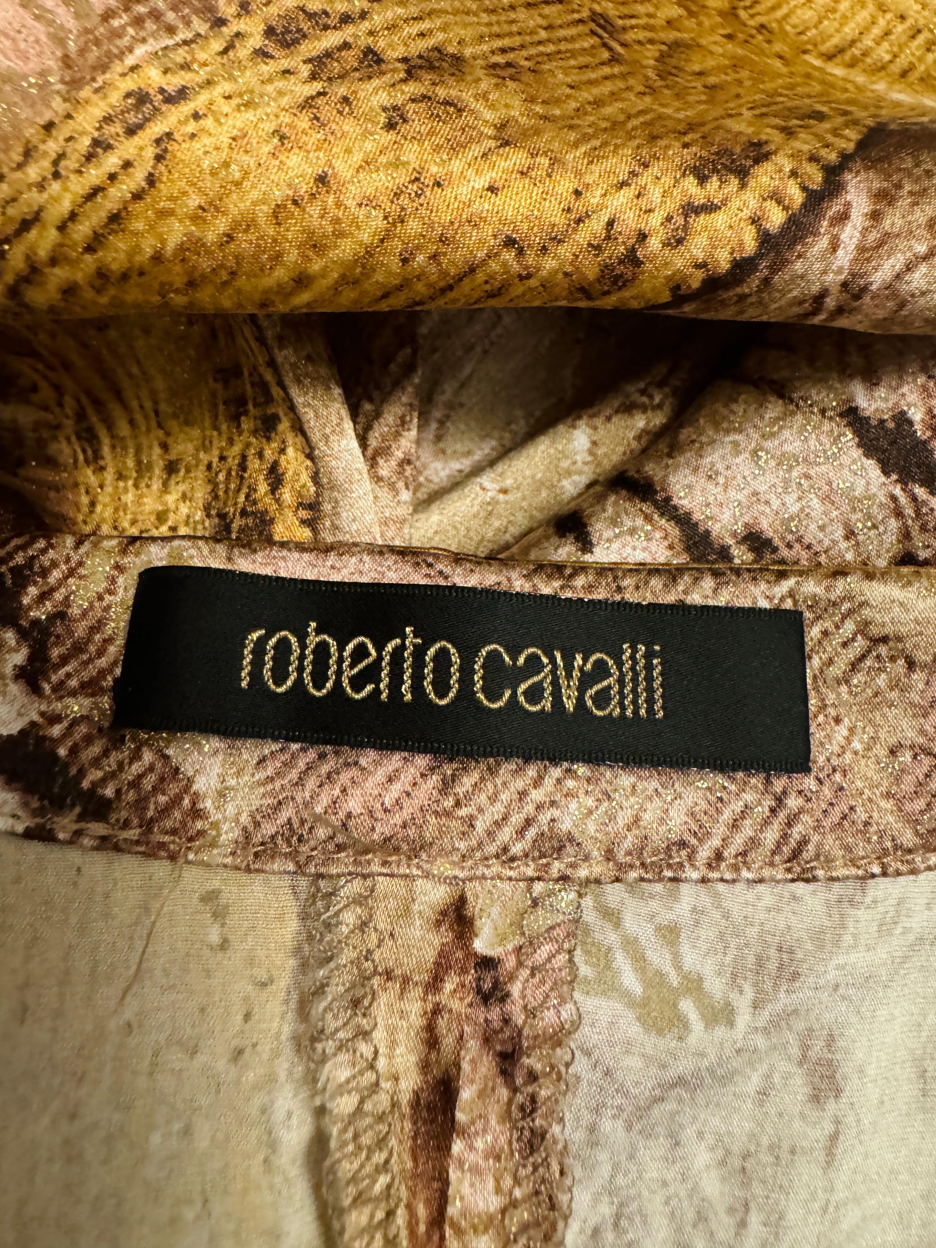 Vintage 2004 2000s Y2K Roberto Cavalli Silk Baroque Floral Halter Midi Dress For Sale 5