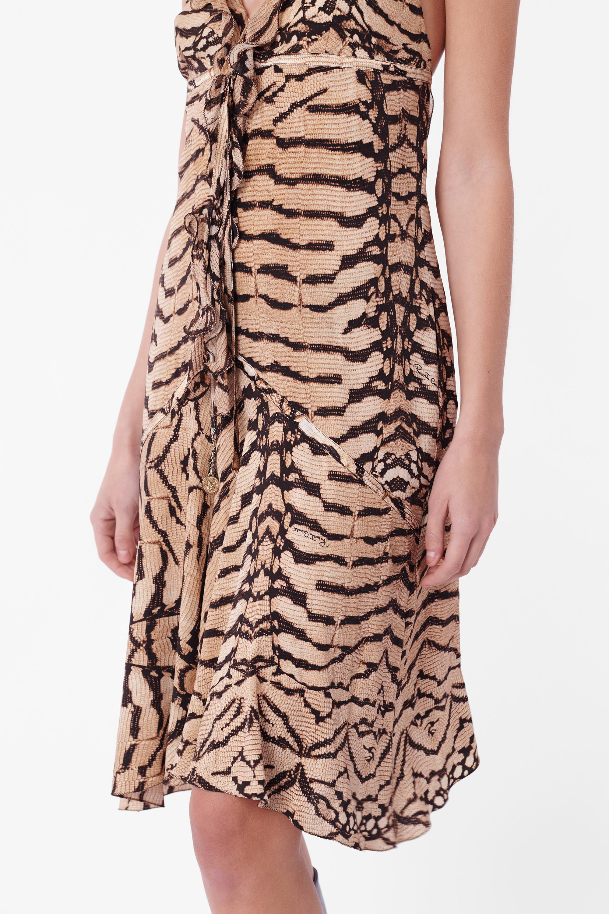 Vintage 2004 Animal Print Silk Midi Dress In Excellent Condition For Sale In London, GB