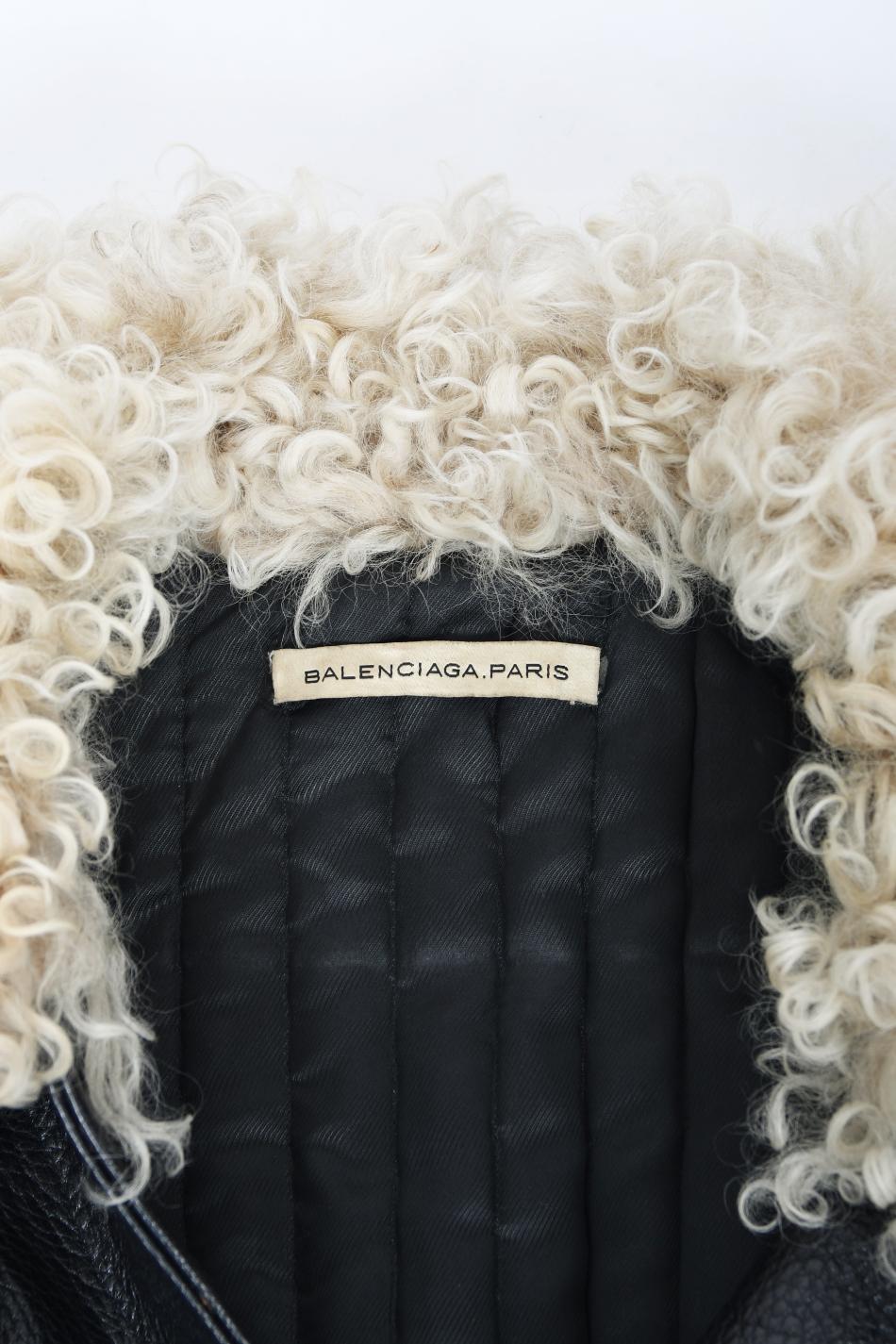 Vintage 2004 Balenciaga Documented Runway Leather & Shearling Motorcycle Jacket 16