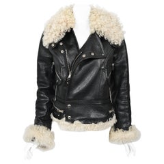 Vintage 2004 Balenciaga Documented Runway Leather & Shearling Motorcycle Jacket