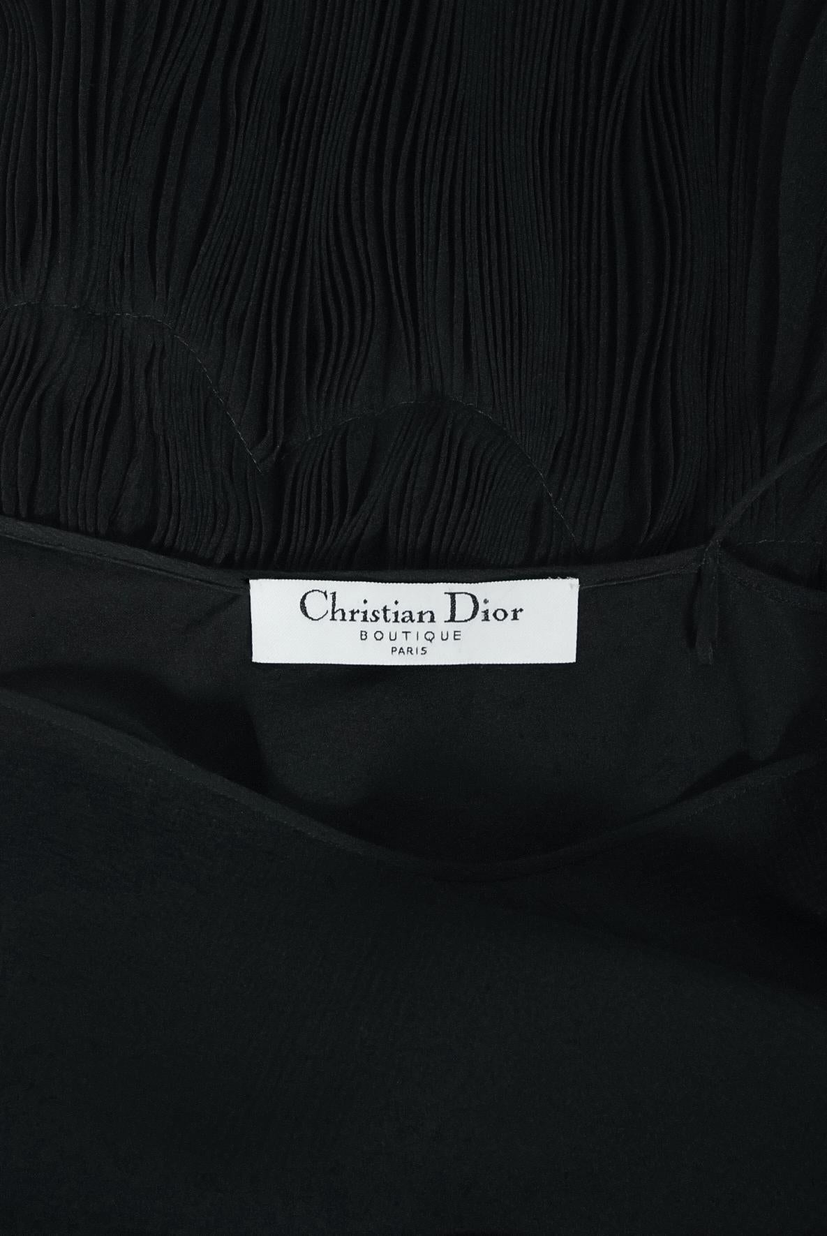 Vintage 2004 Christian Dior by Galliano Sheer Silk Pleated Bias-Cut Slip Gown 10