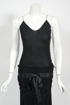 Vintage 2004 Christian Dior by Galliano Sheer Silk Pleated Bias-Cut Slip Gown