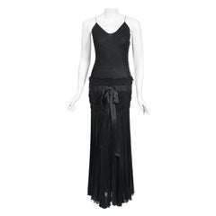 Vintage 2004 Christian Dior by Galliano Sheer Silk Pleated Bias-Cut Slip Gown