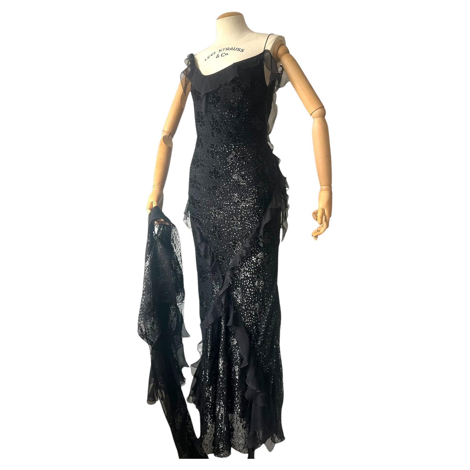 Vintage 2004 Christian Dior by Galliano Silk Bias-Cut Gown dress, with stole For Sale