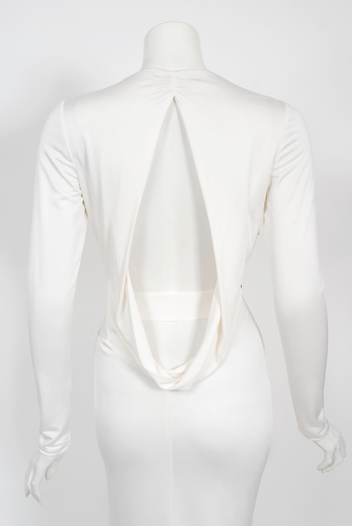 Gucci par Tom Ford - Robe finale en jersey de soie blanc avec découpes et découpes, rare, 2004 11