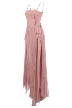 Vintage 2004 John Galliano Dusty Pink Chiffon Gown
