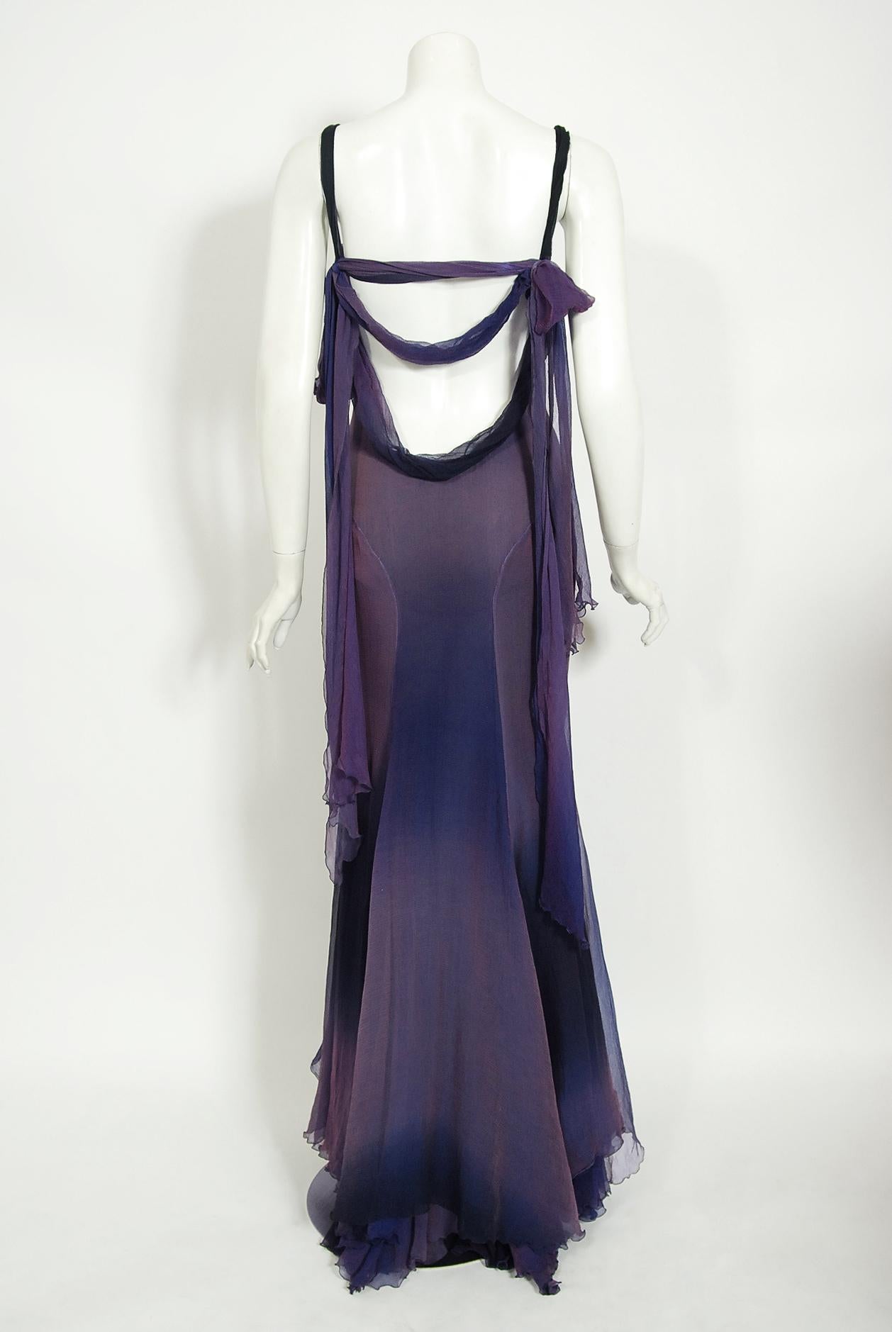 Vintage 2004 Versace Couture Worn by Actress Melanie Griffith Ombré Silk Gown 7