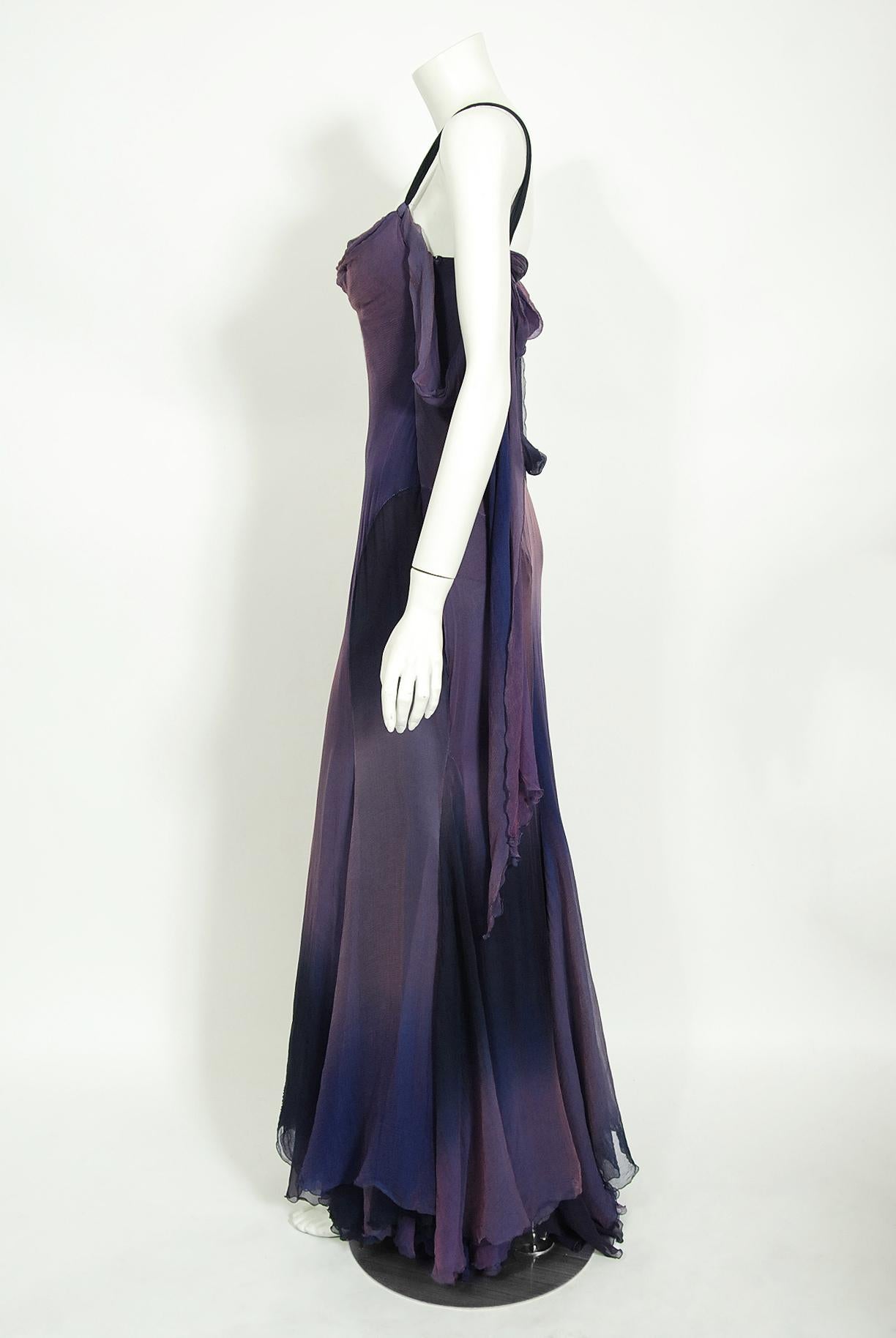 Vintage 2004 Versace Couture Worn by Actress Melanie Griffith Ombré Silk Gown 4