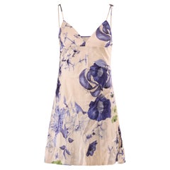 Vintage 2005 Roberto Cavalli: mini abito floreale in seta blu